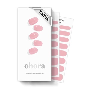 image:imageohora Semi Cured Gel Nail Strips N Cream Pink  Pink Solid Works with Any UVLED Lamps SalonQuality Long Lasting Easy to Apply amp Remove  Includes 2 Prep Pads Nail File amp Wooden Stick