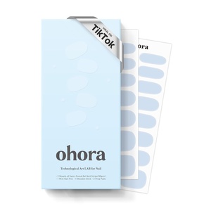 image:imageohora Semi Cured Gel Nail Strips N Washing Jean  Blue Solid Works with Any UVLED Lamps SalonQuality Long Lasting Easy to Apply amp Remove  Includes 2 Prep Pads Nail File amp Wooden StickN Greyish Blue
