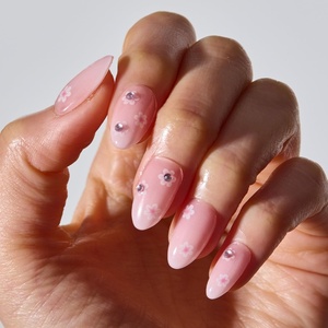 image:imageohora Gel Press On Nails NP Glazed Chrome  Medium Oval Chrome Beige  100 Real Gel No UV Lamp No Glue NonToxic  15 Sizes 30 Tips  14Day Waterproof Beginner FriendlyCherry Blossom