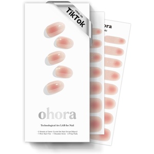 image:imageohora Semi Cured Gel Nail Strips N Berry Jelly  Marble Glitter Pink Works with Any Lamps SalonQuality Long Lasting Easy to Apply amp Remove  Includes 2 Prep Pads Nail File amp Wooden Stick