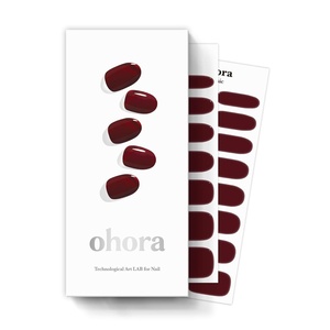 image:imageohora Semi Cured Gel Nail Strips N Classic Burgundy  Red Solid Works with Any UVLED Lamps SalonQuality Long Lasting Easy to Apply amp Remove  Includes 2 Prep Pads Nail File amp Wooden StickN Classic Burgundy