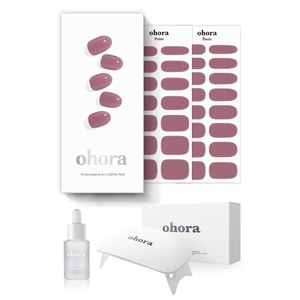 image:imageohora Semi Cured Gel Nail Strips N Cream Base  Nude Solid Works with Any UVLED Lamps SalonQuality Long Lasting Easy to Apply amp Remove  Includes 2 Prep Pads Nail File amp Wooden StickN Bare Plum Starter Kit