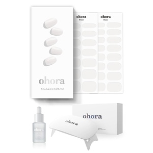 image:imageohora Semi Cured Gel Nail Strips N Red Light  Red Solid Works with Any UVLED Lamps SalonQuality Long Lasting Easy to Apply amp Remove  Includes 2 Prep Pads Nail File amp Wooden StickN Clean White Starter Kit