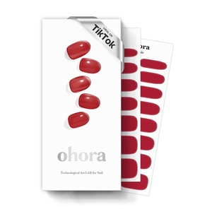 image:imageohora Semi Cured Gel Nail Strips N Red Light  Red Solid Works with Any UVLED Lamps SalonQuality Long Lasting Easy to Apply amp Remove  Includes 2 Prep Pads Nail File amp Wooden StickN Red Light