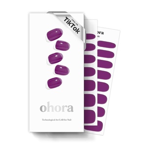 image:imageohora Semi Cured Gel Nail Strips N Red Light  Red Solid Works with Any UVLED Lamps SalonQuality Long Lasting Easy to Apply amp Remove  Includes 2 Prep Pads Nail File amp Wooden StickN Tint Purple