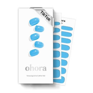 image:imageohora Semi Cured Gel Nail Strips N Tint Soda  Blue Tint Works with Any UVLED Lamps SalonQuality Long Lasting Easy to Apply amp Remove  Includes 2 Prep Pads Nail File amp Wooden Stick