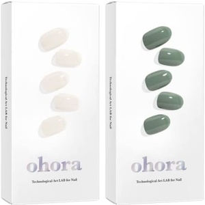 image:imageohora Semi Cured Gel Nail Strips Set of 2N Cream Cotton N Cream LeafWorks with Any Nail Lamps SalonQuality Long Lasting Easy to Apply amp RemoveIncludes 2 Prep Pads Nail File amp Wooden Stick