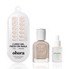 image:imageohora Complete Nail Care Bundle  Gel Press On NP Pure French  Nail Strengthener Earl Grey  Mini Green Tea Nail Remover  Complete AtHome Gel Nail Set  No UV Lamp Needed  100 Real Gel