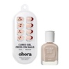 image:imageohora Nail Strengthener amp Press On Duo  Repair Strengthen amp Style  Includes Natural Glow Milk Syrup Nail Strengthener Earl Grey 15mL amp Gel Press On Nails Cherry Pop for Healthy SalonQuality N