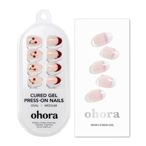 image:imageohora Nail Duo  Semi Cured Gel Strips amp Press On Nails  Includes Semi Cured Gel Nail Strips N Essential French amp Press On Nails Cherry Pop for SalonQuality LongLasting Nails at Home 