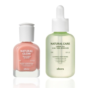 image:imageohora Nail Recovery Duo  Restore amp Strengthen Brittle Nails  Includes Natural Glow Milk Syrup Nail Strengthener 15mL Rosehip amp Green Tea 3in1 Remover 50mL for Healthy Shiny Nails