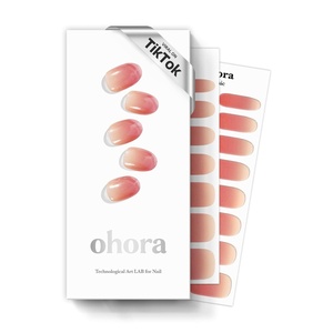image:imageohora Semi Cured Gel Nail Strips N Basic Nails no1  Red Ombre Works with Any UVLED Lamps SalonQuality Long Lasting Easy to Apply amp Remove  Includes 2 Prep Pads Nail File amp Wooden Stick