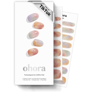 image:imageohora Semi Cured Gel Nail Strips N Blooming Haze  Marble Rainbow Works with Any Lamps SalonQuality Long Lasting Easy to Apply amp Remove  Includes 2 Prep Pads Nail File amp Wooden Stick