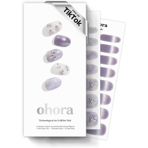 image:imageohora Semi Cured Gel Nail Strips N Dreamy Rose  Magnet Marble Purple Works with Any Lamps SalonQuality Long Lasting Easy to Apply amp Remove  Includes 2 Prep Pads Nail File amp Wooden Stick