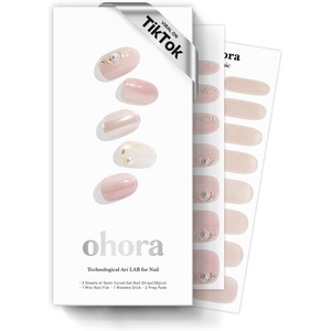 image:imageohora Semi Cured Gel Nail Strips N Petal Moment  Marble Chrome Pink Works with Any Lamps SalonQuality Long Lasting Easy to Apply amp Remove  Includes 2 Prep Pads Nail File amp Wooden Stick