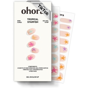 image:imageohora Semi Cured Gel Nail Strips N Tropical Starfish  Beige Art Works with Any Lamps SalonQuality Long Lasting Easy to Apply amp Remove  Includes 2 Prep Pads Nail File amp Wooden Stick