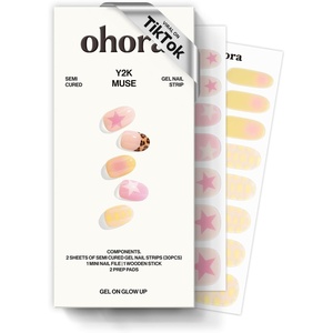 image:imageohora Semi Cured Gel Nail Strips N Y2K Muse  Yellow Art Works with Any Lamps SalonQuality Long Lasting Easy to Apply amp Remove  Includes 2 Prep Pads Nail File amp Wooden Stick