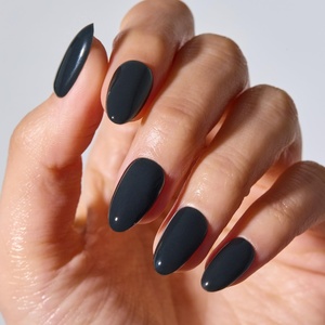 image:imageohora Gel Press On Nails Classic Black  Medium Oval Solid Black  100 Real Gel No UV Lamp No Glue NonToxic  15 Sizes 30 Tips  14Day Waterproof Beginner Friendly