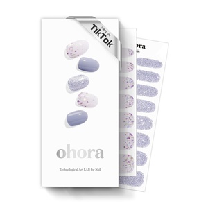 image:imageohora Semi Cured Gel Nail Strips N Afterglow  Blue Glitter Works with Any UVLED Lamps SalonQuality Long Lasting Easy to Apply amp Remove  Includes 2 Prep Pads Nail File amp Wooden StickN Afterglow