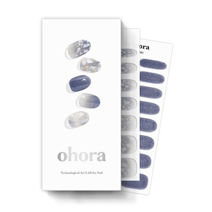 image:imageohora Semi Cured Gel Nail Strips N Afterglow  Blue Glitter Works with Any UVLED Lamps SalonQuality Long Lasting Easy to Apply amp Remove  Includes 2 Prep Pads Nail File amp Wooden StickN Gleam Blue