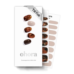 image:imageohora Semi Cured Gel Nail Strips N Brown Sugar  Brown Patterned Works with UVLED Lamps SalonQuality Long Lasting Easy to Apply amp Remove  Includes 2 Prep Pads Nail File amp Wooden Stick