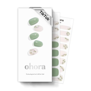 image:imageohora Semi Cured Gel Nail Strips N Spring Garden  Green Patterned Works with Any UVLED Lamps SalonQuality Long Lasting Easy to Apply amp Remove  Includes 2 Prep Pads Nail File amp Wooden StickN Spring Garden