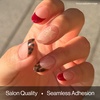 image:imageohora Gel Press On Nails  Medium Oval Red French Art  Hibiscus Island  SalonQuality 100 Real Gel No UV Lamp No Glue NonToxic  15 Sizes 30 Tips  Long lasting K beauty nails Summer nailsWild Tortoise