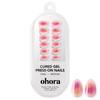 image:imageohora Gel Press On Nails  Medium Oval Red French Art  Hibiscus Island  SalonQuality 100 Real Gel No UV Lamp No Glue NonToxic  15 Sizes 30 Tips  Long lasting K beauty nails Summer nailsBlushing Petals
