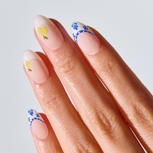 image:imageohora Gel Press On Nails  Medium Oval Red French Art  Hibiscus Island  SalonQuality 100 Real Gel No UV Lamp No Glue NonToxic  15 Sizes 30 Tips  Long lasting K beauty nails Summer nailsLemon Positano