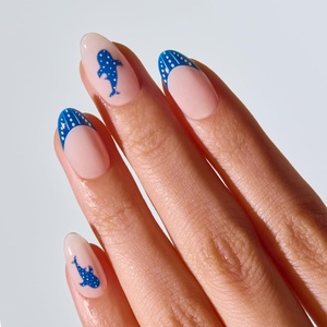 image:imageohora Gel Press On Nails  Medium Oval Red French Art  Hibiscus Island  SalonQuality 100 Real Gel No UV Lamp No Glue NonToxic  15 Sizes 30 Tips  Long lasting K beauty nails Summer nailsOcean Tale