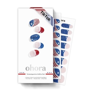 image:imageohora Semi Cured Gel Nail Strips N Liberated Stars  Works with Any Nail Lamps SalonQuality Long Lasting Easy to Apply amp Remove  Includes 2 Prep Pads Nail File amp Wooden StickN Star Stripes