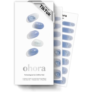 image:imageohora Semi Cured Gel Nail Strips  Blue Glitter Gems  N Shizuku Blue  SalonQuality Works with Any Lamps Long Lasting Easy to Apply amp Remove Includes 30 Strips Prep Pads Nail File amp Stick