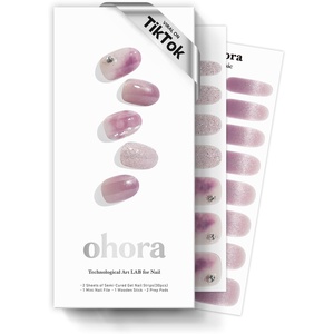 image:imageohora Semi Cured Gel Nail Strips  Purple Marble Glitter  N Ajisai Bloom  SalonQuality Works with Any Lamps Long Lasting Easy to Apply amp Remove Includes 30 Strips Prep Pads Nail File amp Stick
