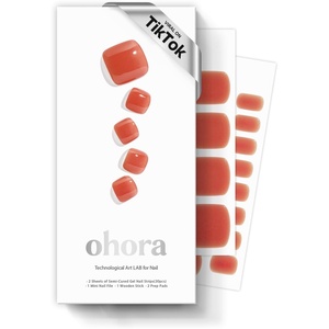 image:imageohora Semi Cured Gel Pedi Strips  Coral Solid  P Grapefruit Jelly  SalonQuality Works with Any Lamps Long Lasting Easy to Apply amp Remove Includes 30 Strips Prep Pads Nail File amp Stick
