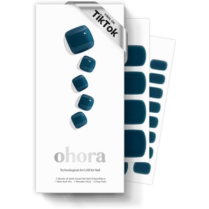 image:imageohora Semi Cured Gel Pedi Strips  Navy Solid  P Blueberry Jelly  SalonQuality Works with Any Lamps Long Lasting Easy to Apply amp Remove Includes 30 Strips Prep Pads Nail File amp Stick