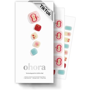 image:imageohora Semi Cured Gel Pedi Strips  Red Blue Art Dot  P Fruit Basket  SalonQuality Works with Any Lamps Long Lasting Easy to Apply amp Remove Includes 30 Strips Prep Pads Nail File amp Stick