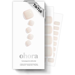 image:imageohora Semi Cured Gel Pedi Strips  White Solid  P Coconut Jelly  SalonQuality Works with Any Lamps Long Lasting Easy to Apply amp Remove Includes 30 Strips Prep Pads Nail File amp Stick