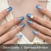 image:imageohora Semi Cured Gel Nail Strips N Plumeria Sky  Art Blue Works with Any Lamps SalonQuality Long Lasting Easy to Apply amp Remove  Includes 2 Prep Pads Nail File amp Wooden Stick