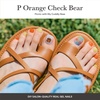 image:imageohora Semi Cured Gel Nail Strips P Orange Check Bear  Works with Any Nail Lamps SalonQuality Long Lasting Easy to Apply amp Remove  Includes 2 Prep Pads Nail File amp Wooden StickP Orange Check Bear