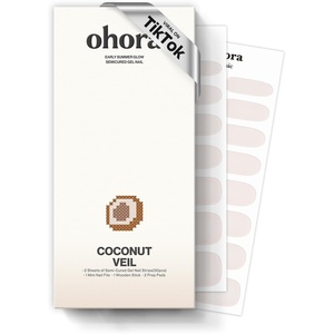 image:imageohora Semi Cured Gel Nail Strips N Coconut Veil  Solid White Works with Any Lamps SalonQuality Long Lasting Easy to Apply amp Remove  Includes 2 Prep Pads Nail File amp Wooden Stick