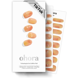 image:imageohora Semi Cured Gel Nail Strips N Momo  Art Orange Works with Any Lamps SalonQuality Long Lasting Easy to Apply amp Remove  Includes 2 Prep Pads Nail File amp Wooden Stick