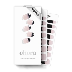 image:imageohora Semi Cured Gel Nail Strips N Peach Jelly  Works with Any Nail Lamps SalonQuality Long Lasting Easy to Apply amp Remove  Includes 2 Prep Pads Nail File amp Wooden StickN Chic French