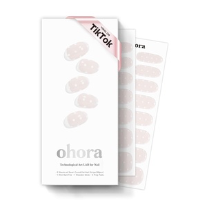 image:imageohora Semi Cured Gel Nail Strips N Peach Jelly  Works with Any Nail Lamps SalonQuality Long Lasting Easy to Apply amp Remove  Includes 2 Prep Pads Nail File amp Wooden StickN Polka Blanc