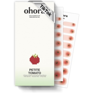 image:imageohora Semi Cured Gel Nail Strips N Petite Tomato  Art Red Works with Any Lamps SalonQuality Long Lasting Easy to Apply amp Remove  Includes 2 Prep Pads Nail File amp Wooden Stick