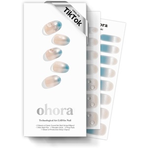 image:imageohora Semi Cured Gel Nail Strips N Shinning Lagoon  Glitter Ombre Blue Works with Any Lamps SalonQuality Long Lasting Easy to Apply amp Remove  Includes 2 Prep Pads Nail File amp Wooden Stick