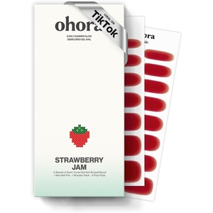 image:imageohora Semi Cured Gel Nail Strips N Strawberry Jam  Dot Red Works with Any Lamps SalonQuality Long Lasting Easy to Apply amp Remove  Includes 2 Prep Pads Nail File amp Wooden Stick