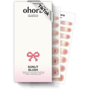 image:imageohora Semi Cured Gel Nail Strips N Sunlit Blush  Ombre Pink Works with Any Lamps SalonQuality Long Lasting Easy to Apply amp Remove  Includes 2 Prep Pads Nail File amp Wooden Stick