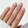 image:imageohora Gel Press On Nails  Pink Solid Art Short Square  Baby DaisyBallet Chrome