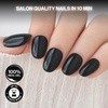 image:imageohora Gel Press On Nails  Pink Solid Art Short Square  Baby DaisyClassic Black
