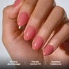 image:imageohora Gel Press On Nails  Pink Solid Art Short Square  Baby DaisyCoral Kiss